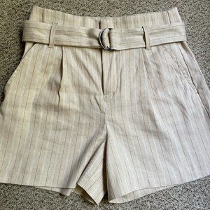 Banana Republic Women's Linen High Rise Self Belted Shorts, Color "Beige" Size 2